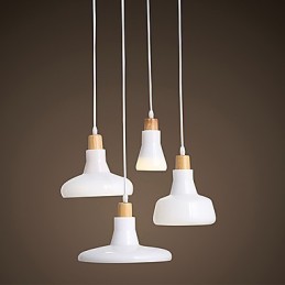 Suspension créative à 4 lumières avec abat-jour en fer