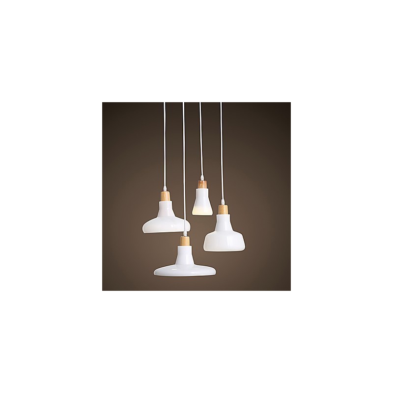 Suspension créative à 4 lumières avec abat-jour en fer