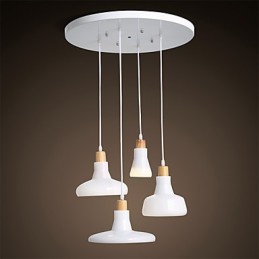 Suspension créative à 4 lumières avec abat-jour en fer