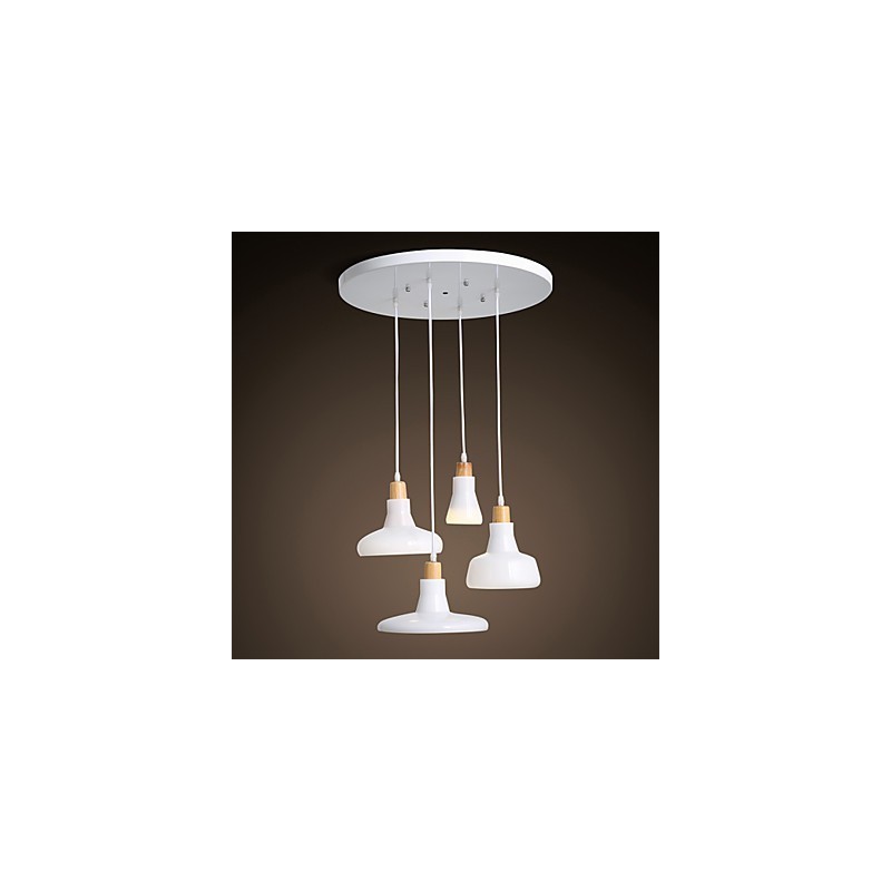Suspension créative à 4 lumières avec abat-jour en fer