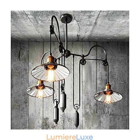 Lustre en métal peint de style mini country vintage Lustre en métal peint de style mini country vintage