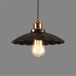 Lustre vintage en fer forgé avec parapluie noir unique