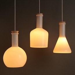 Lampe suspendue en verre blanc magique, contemporaine et compacte, idéale pour les bouteilles