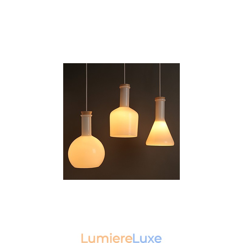 Lampe suspendue en verre blanc magique, contemporaine et compacte, idéale pour les bouteilles