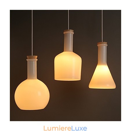Lampe suspendue en verre blanc magique, contemporaine et compacte, idéale pour les bouteilles Lampe suspendue en verre blanc magique, contemporaine et compacte, idéale pour les bouteilles