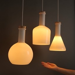 Lampe suspendue en verre blanc magique, contemporaine et compacte, idéale pour les bouteilles