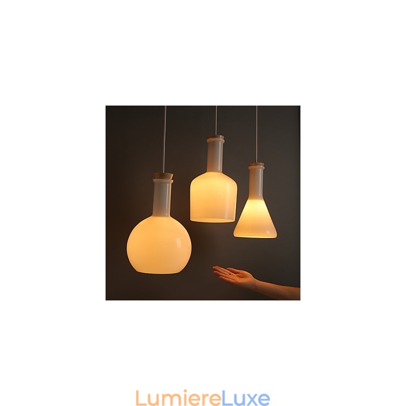 Lampe suspendue en verre blanc magique, contemporaine et compacte, idéale pour les bouteilles