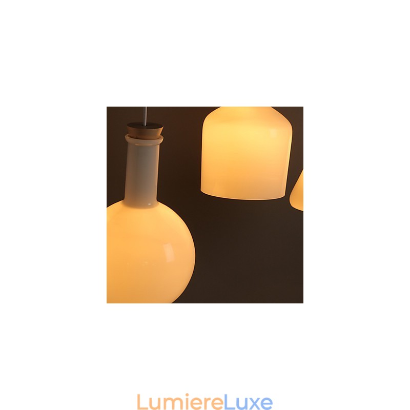 Lampe suspendue en verre blanc magique, contemporaine et compacte, idéale pour les bouteilles