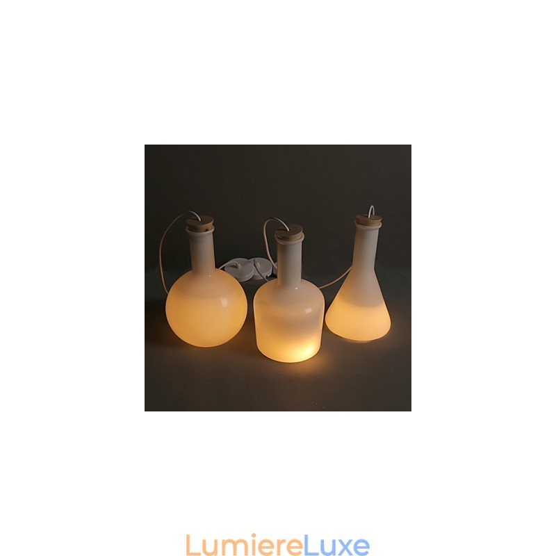 Lampe suspendue en verre blanc magique, contemporaine et compacte, idéale pour les bouteilles