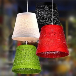 Lampe suspendue à tête unique en rotin tressé moderne et rural