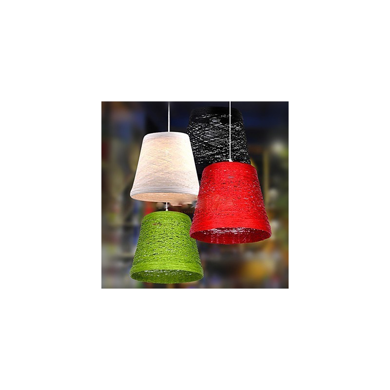 Lampe suspendue à tête unique en rotin tressé moderne et rural