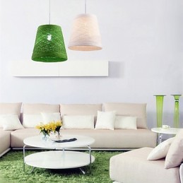 Lampe suspendue à tête unique en rotin tressé moderne et rural