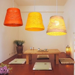 Lampe suspendue à tête unique en rotin tressé moderne et rural