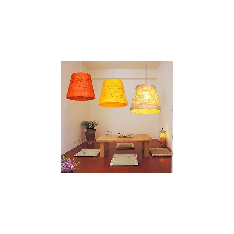 Lampe suspendue à tête unique en rotin tressé moderne et rural