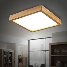 Suspension moderne contemporaine en bois et bambou de style campagnard