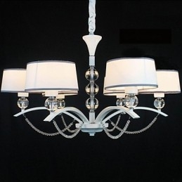 Lustre moderne contemporain en tissu et cristal chromé