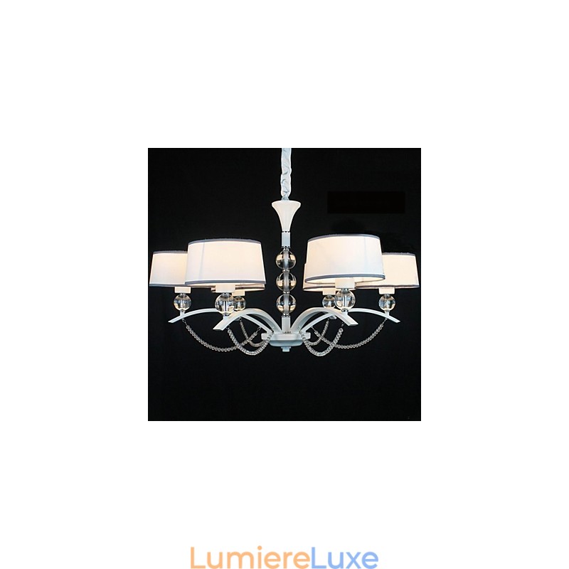 Lustre moderne contemporain en tissu et cristal chromé