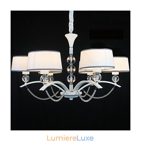 Lustre moderne contemporain en tissu et cristal chromé Lustre moderne contemporain en tissu et cristal chromé