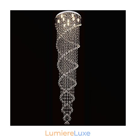 Lustre de plafond, luminaires suspendus avec cristal K9, double spirale, diamètre 70 cm, hauteur 300 cm Lustre de plafond, luminaires suspendus avec cristal K9, double spirale, diamètre 70 cm, hauteur 300 cm