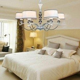 Lustre moderne contemporain en tissu et cristal chromé