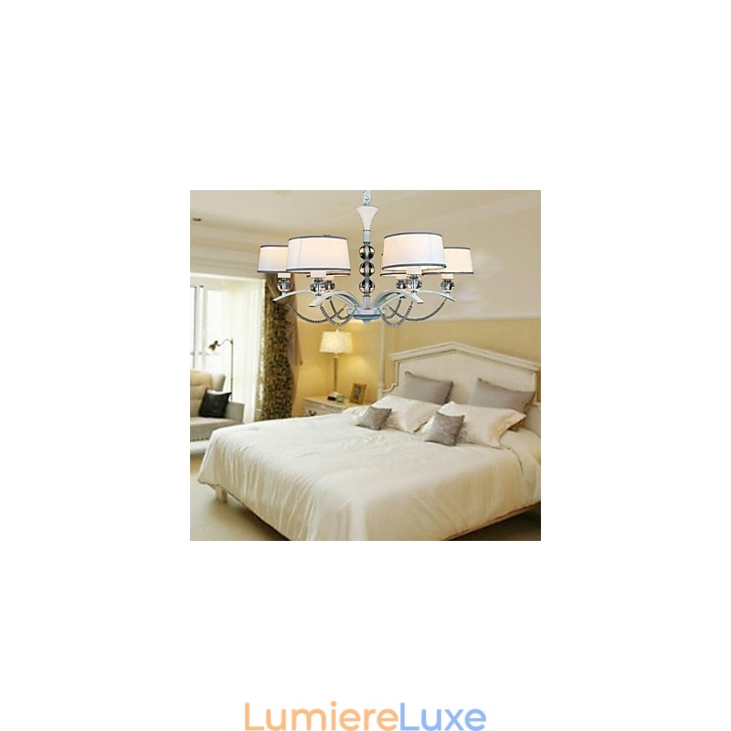 Lustre moderne contemporain en tissu et cristal chromé