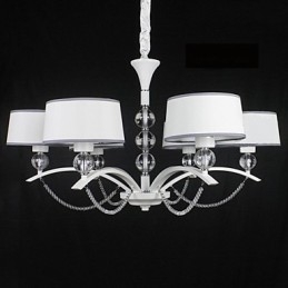 Lustre moderne contemporain en tissu et cristal chromé
