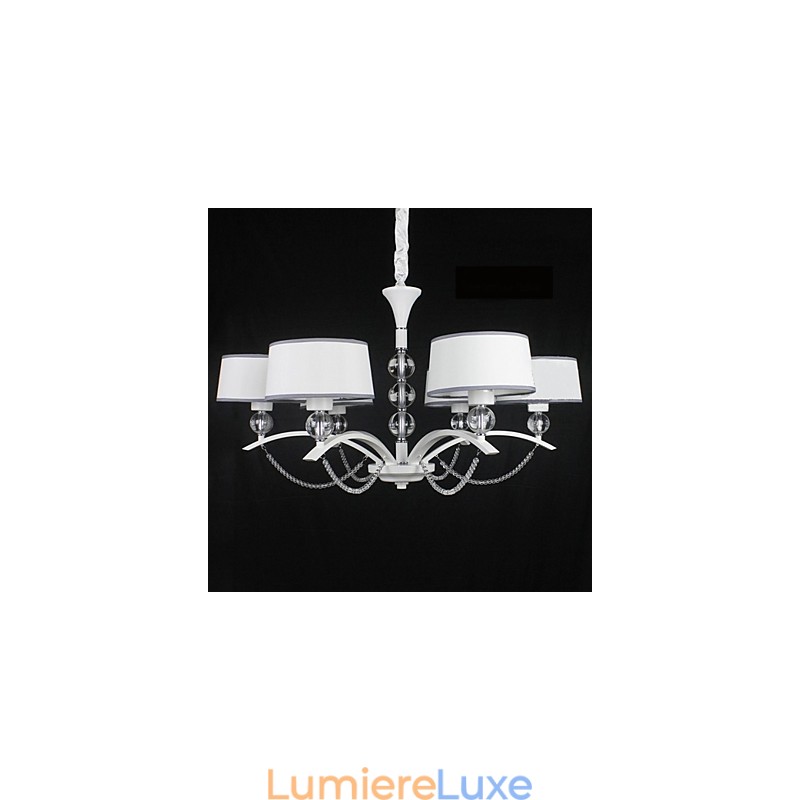 Lustre moderne contemporain en tissu et cristal chromé