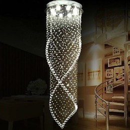Lustre suspendu en cristal avec cristal K9 transparent et auvent argenté
