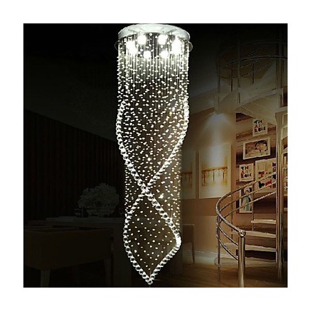 Lustre suspendu en cristal avec cristal K9 transparent et auvent argenté Lustre suspendu en cristal avec cristal K9 transparent et auvent argenté