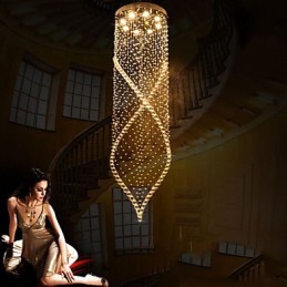 Lustre suspendu en cristal avec cristal K9 transparent et auvent argenté
