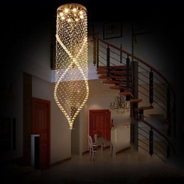 Lustre suspendu en cristal avec cristal K9 transparent et auvent argenté