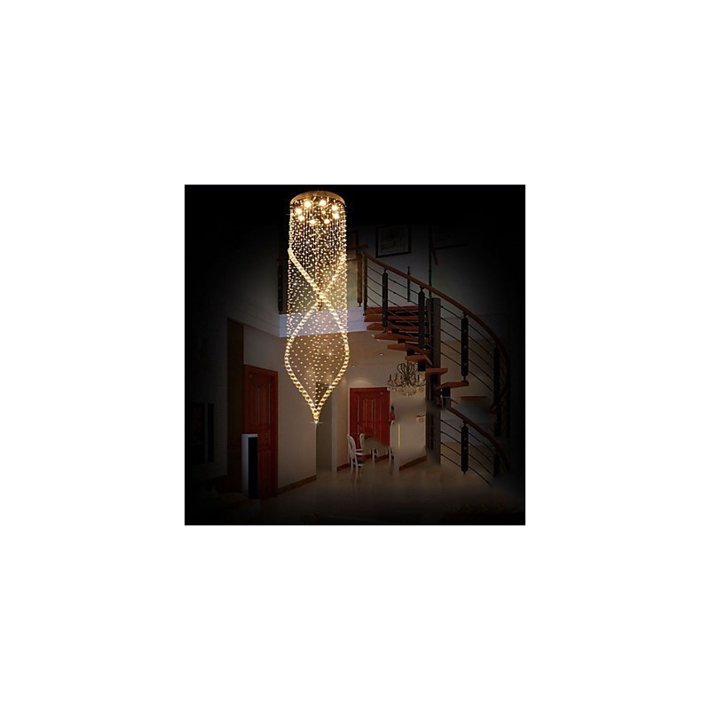 Lustre suspendu en cristal avec cristal K9 transparent et auvent argenté