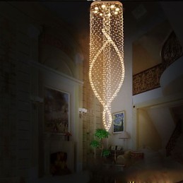 Lustre suspendu en cristal avec cristal K9 transparent et auvent argenté