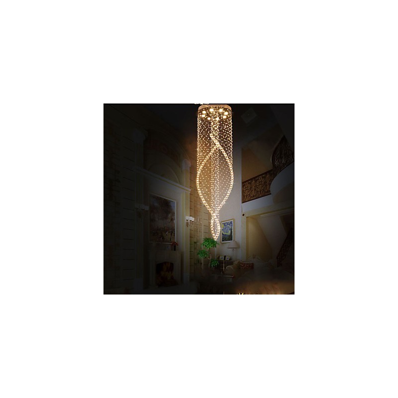 Lustre suspendu en cristal avec cristal K9 transparent et auvent argenté