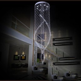 Lustre suspendu en cristal avec cristal K9 transparent et auvent argenté