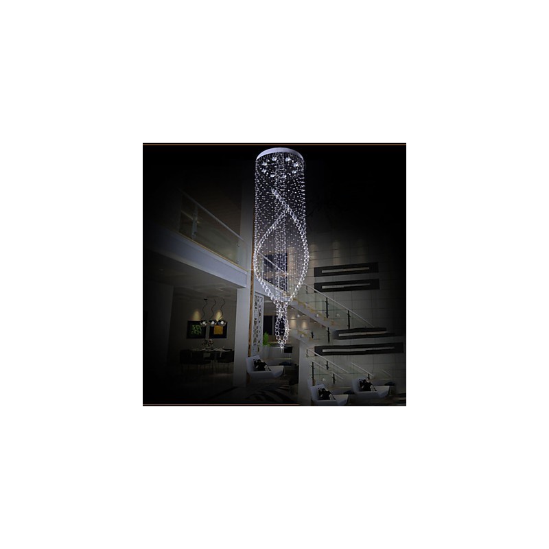 Lustre suspendu en cristal avec cristal K9 transparent et auvent argenté