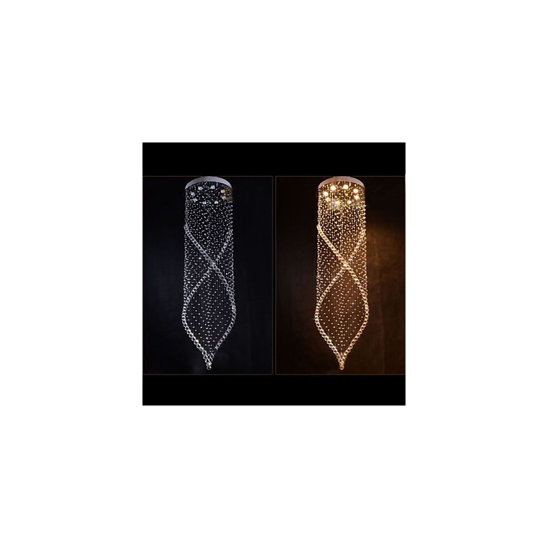 Lustre suspendu en cristal avec cristal K9 transparent et auvent argenté