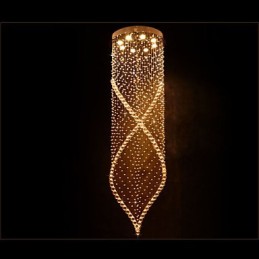 Lustre suspendu en cristal avec cristal K9 transparent et auvent argenté