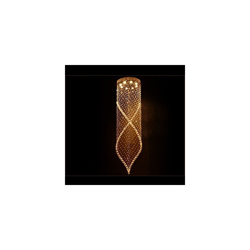 Lustre suspendu en cristal avec cristal K9 transparent et auvent argenté