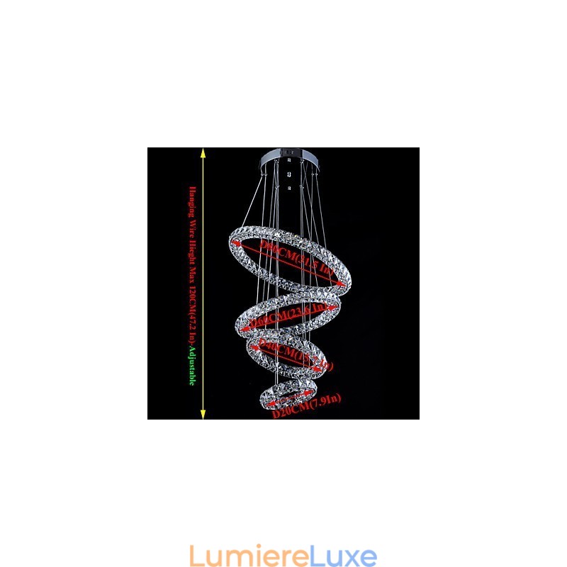Suspension en cristal avec anneau, lustre de plafond moderne, luminaires avec