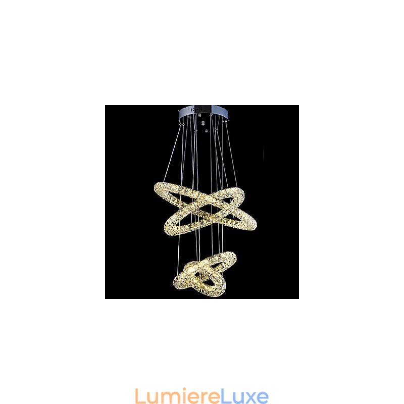 Suspension en cristal avec anneau, lustre de plafond moderne, luminaires avec