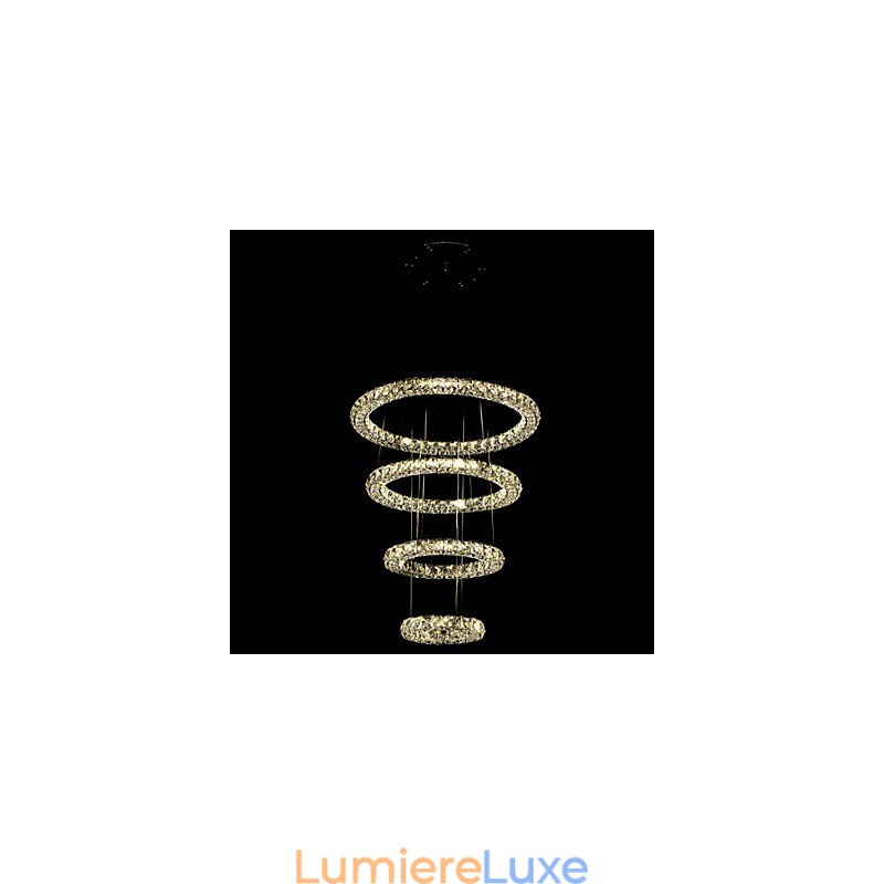 Suspension en cristal avec anneau, lustre de plafond moderne, luminaires avec