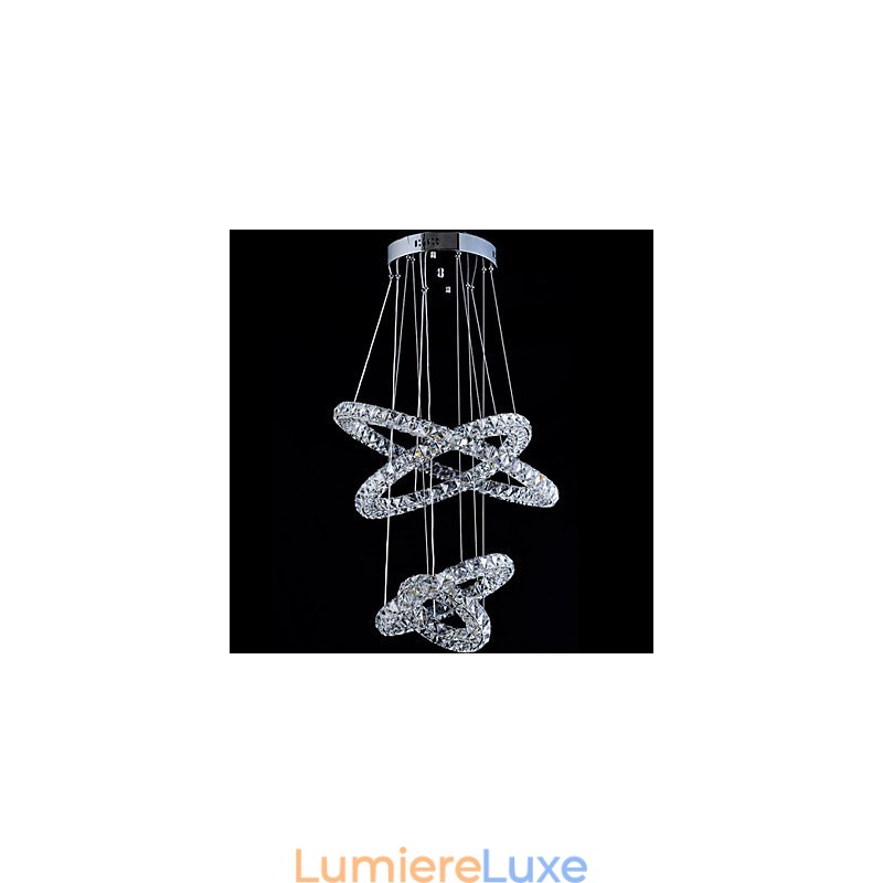 Suspension en cristal avec anneau, lustre de plafond moderne, luminaires avec