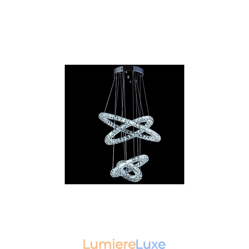 Suspension en cristal avec anneau, lustre de plafond moderne, luminaires avec