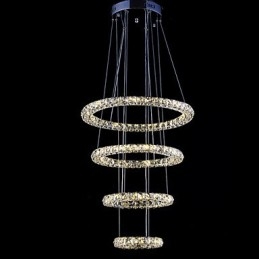 Suspension en cristal avec anneau, lustre de plafond moderne, luminaires avec