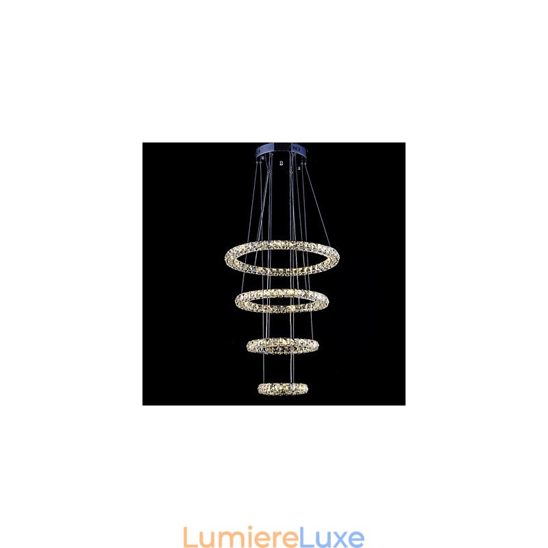 Suspension en cristal avec anneau, lustre de plafond moderne, luminaires avec
