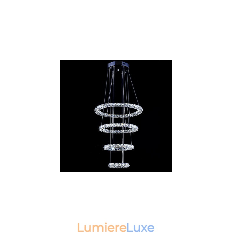 Suspension en cristal avec anneau, lustre de plafond moderne, luminaires avec