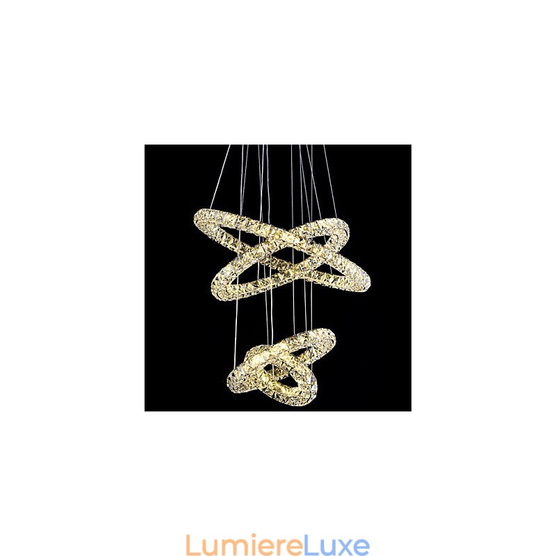 Suspension en cristal avec anneau, lustre de plafond moderne, luminaires avec