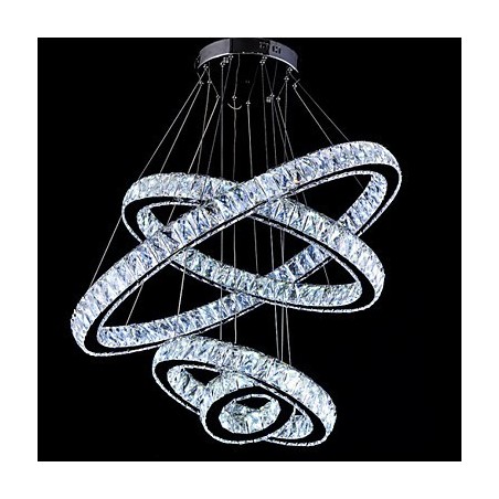 Plafonnier suspendu en cristal avec 4 anneaux Plafonnier suspendu en cristal avec 4 anneaux