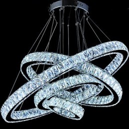 Plafonnier suspendu en cristal avec 4 anneaux
